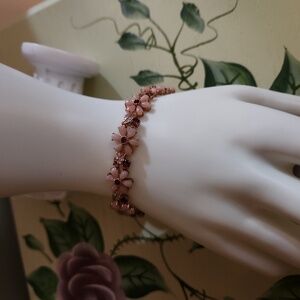 JTV Pink Opal 18k Rose Gold Over Sterling Silver Bracelet